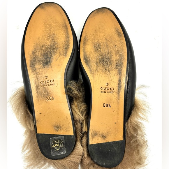Gucci Princeton Fur Black Leather Horsebit Loafers - Picture 7 of 9